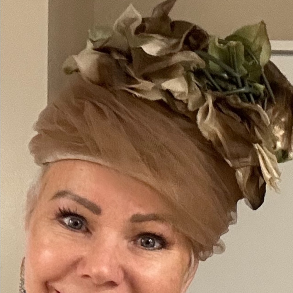 Chic Brown Floral Swirl Hat for Special Occasions